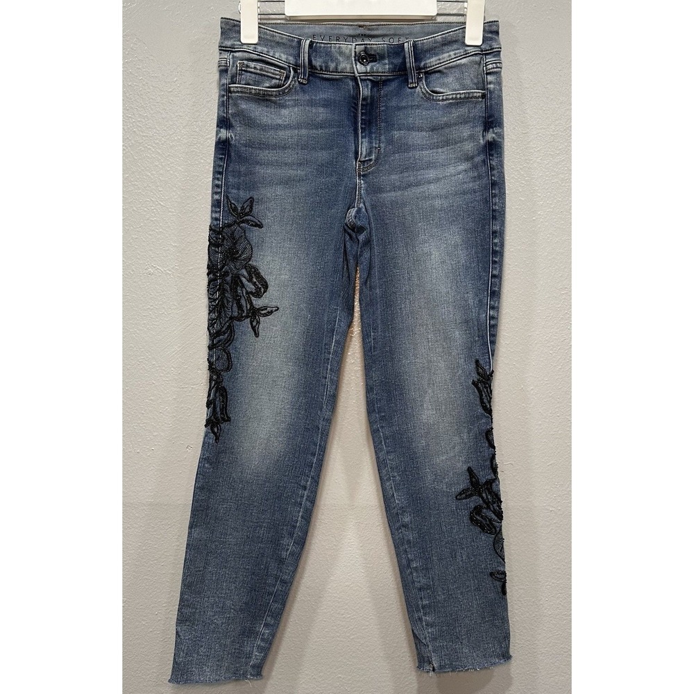 White House Black Market Jeans Women's 4 Everyday Soft Skinny Ankle Embellished